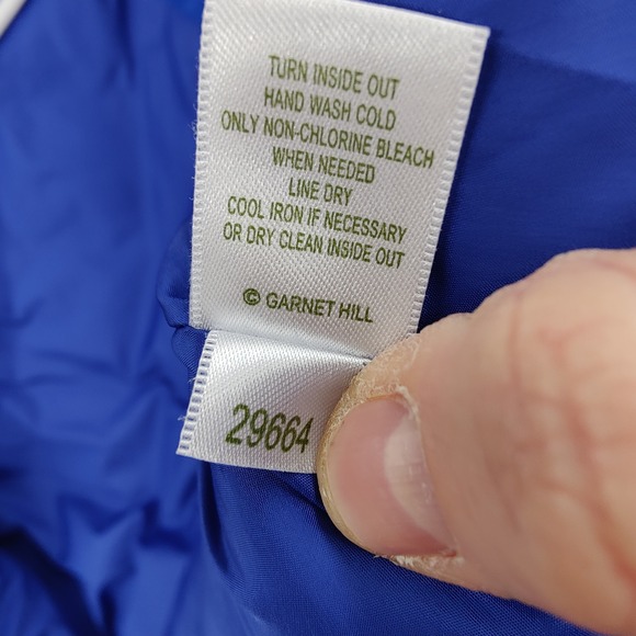 Garnet Hill Women Quilted Down Fill Puffer Vest Preppy L Blue Diamond Full Zip - Picture 7 of 16